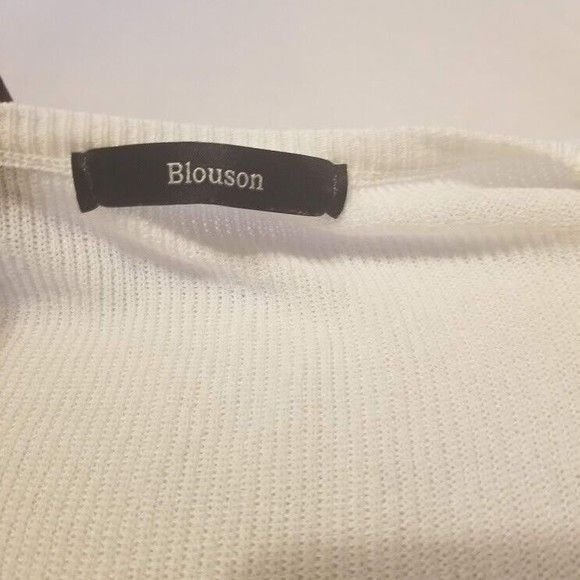 Blouson Open Front Cardigan Women Size OS White Floral Print 3/4 Sleeve - Picture 4 of 7